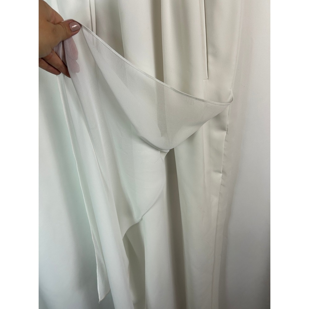 BCBGMAXAZRIA Josselyn White Bridal Jumpsuit Halter Wide Leg Reception Outfit 4 - Picture 6 of 14